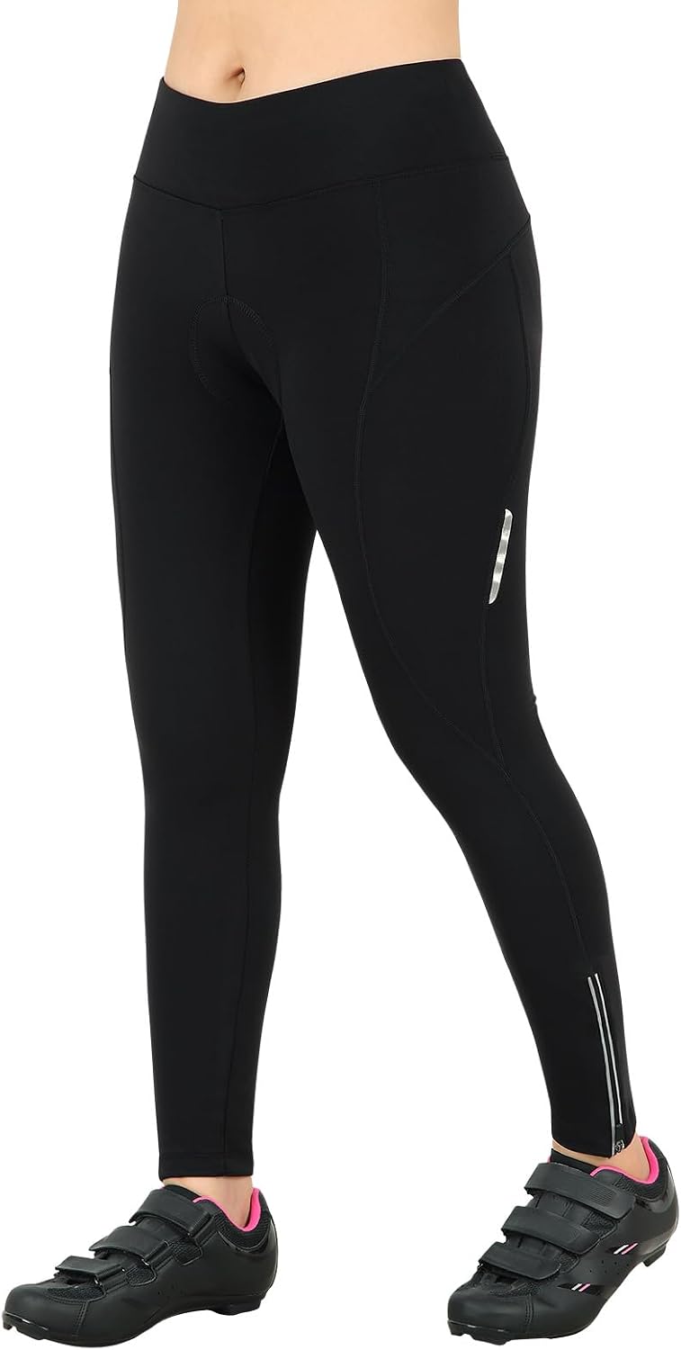 Women's Cycling Pants 3D Padded Compression Tight, Long Bike Bicycle Pants with Wide Waistband