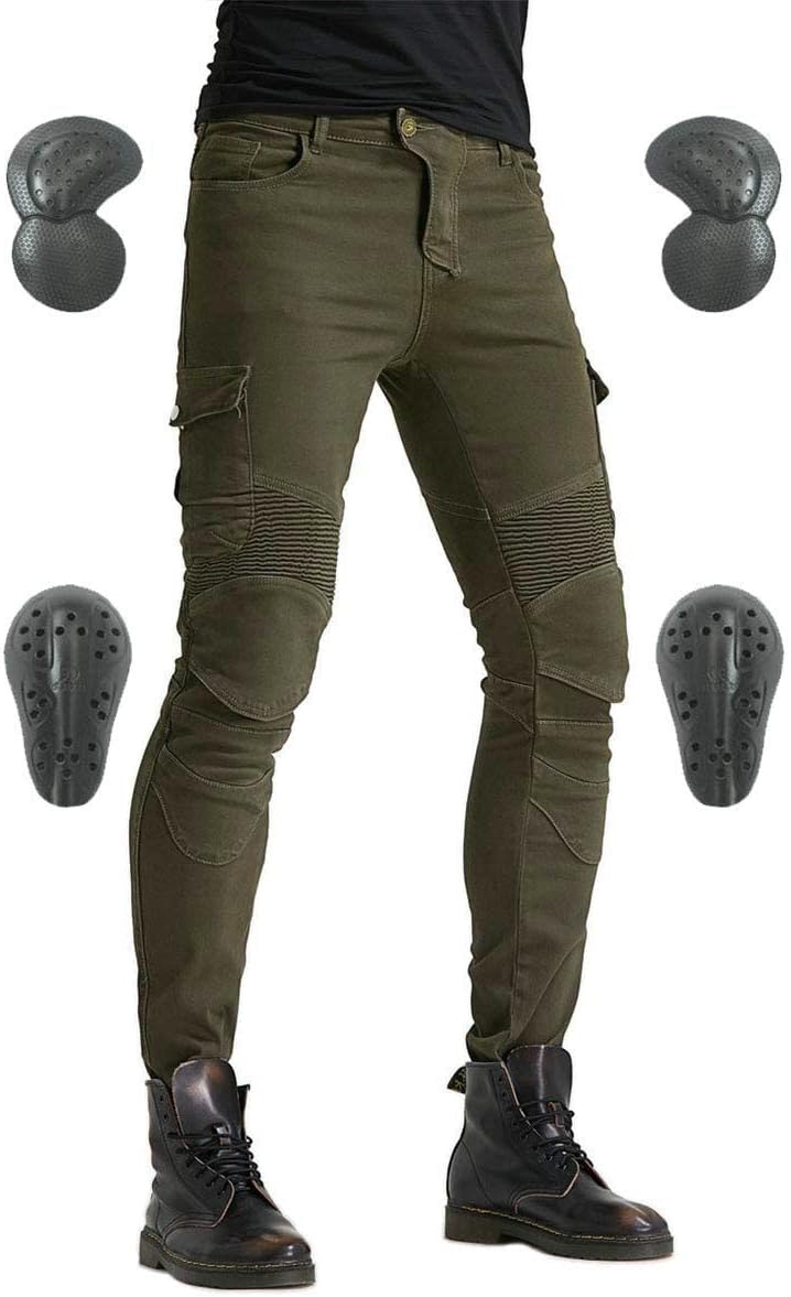 Men's Motorcycle Riding Pants Denim Jeans  Pads Equipment with Knee and Hip Armor Pads