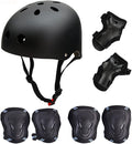 Skateboard/Skate Protection Pads Set with Helmet- Helmet with 6p Elbow Knee Wrist Pads for Kids Youths /Cycling/Rollerblading for Head M (20.5-22.4 inch) Black