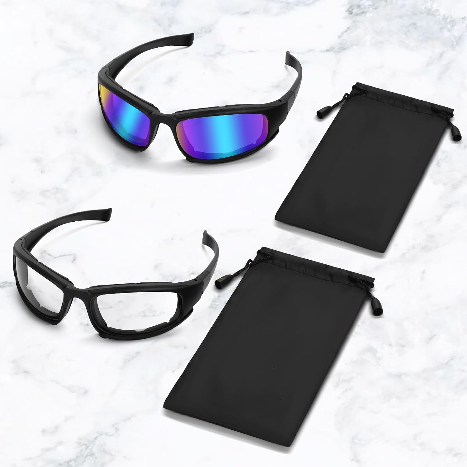 Motorcycle Goggles 2PCS Motorcycle Riding Glasses Riding Goggles Motorcycle Sunglasses UV Protection Dustproof