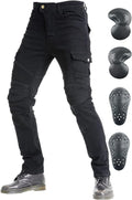 Men's Motorcycle Riding Pants Denim Jeans  Pads Equipment with Knee and Hip Armor Pads