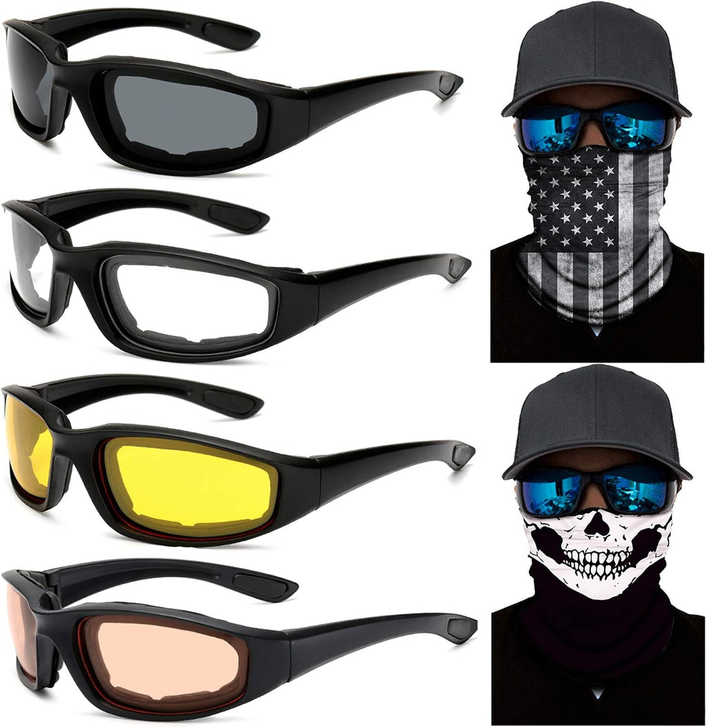 Peicees 4 Dirt Bike Motorcycle Goggles UV Protection Dustproof Windproof Safety Glasses with  Flag Face Mask