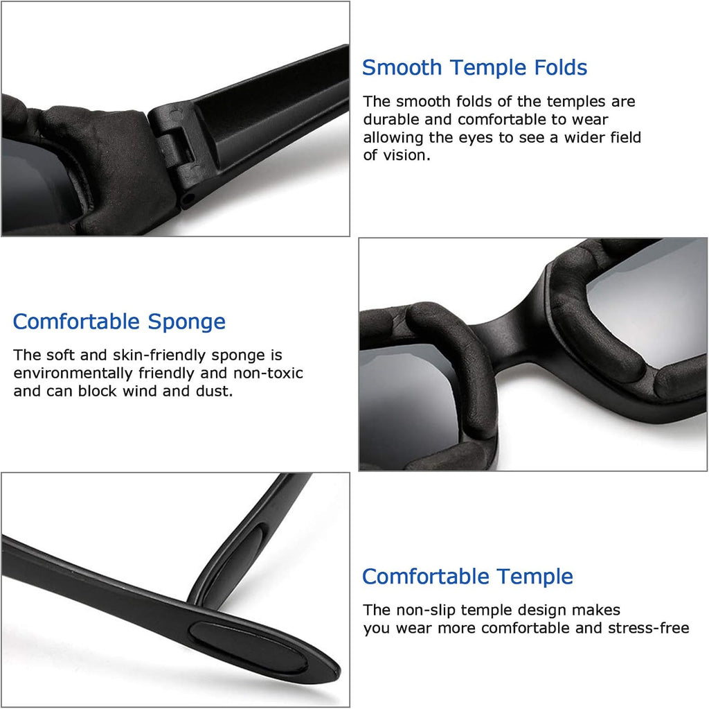 Peciees 4PCS Motorcycle Riding Glasses Bicycle Sunglasses Goggles for Outdoors