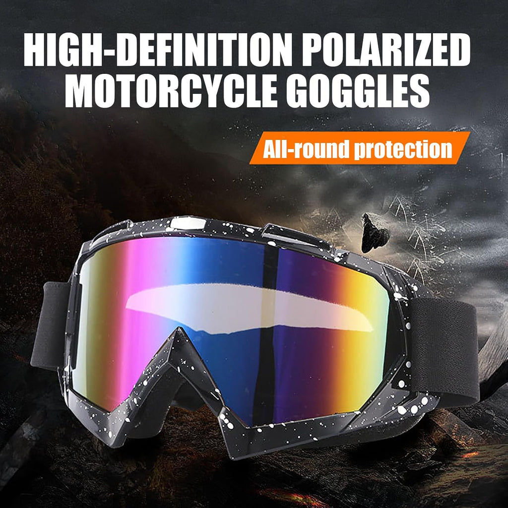 2 Pack Marble Black Dirt Bike Goggles with 2Pcs Neck Gaiters Motorcycle  Goggles Riding Ski Goggles Racing Glasses