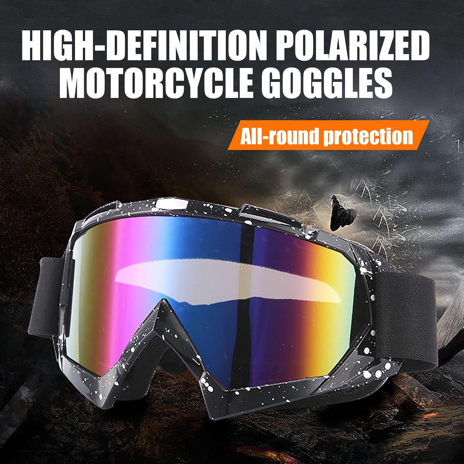 2 Pack Marble Black Dirt Bike Goggles with 2Pcs Neck Gaiters Motorcycle  Goggles Riding Ski Goggles Racing Glasses