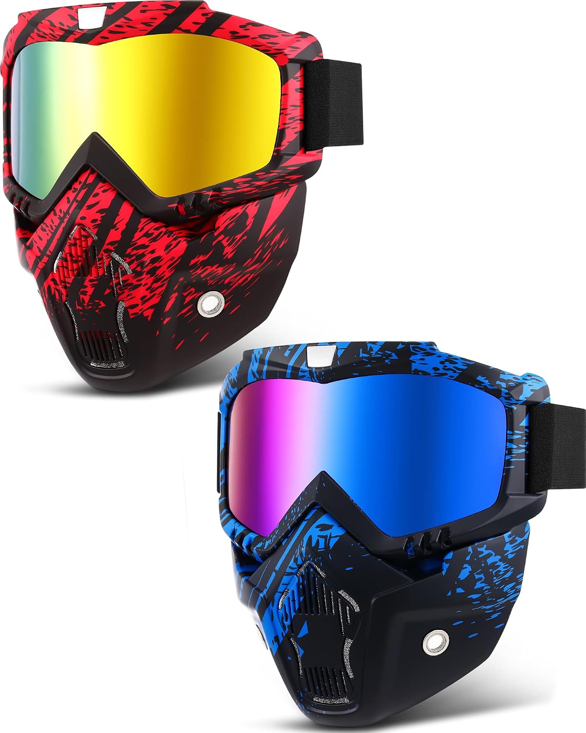 2 Pieces Motorcycle Goggles Face Mask Detachable Helmet Riding Goggles Glasses