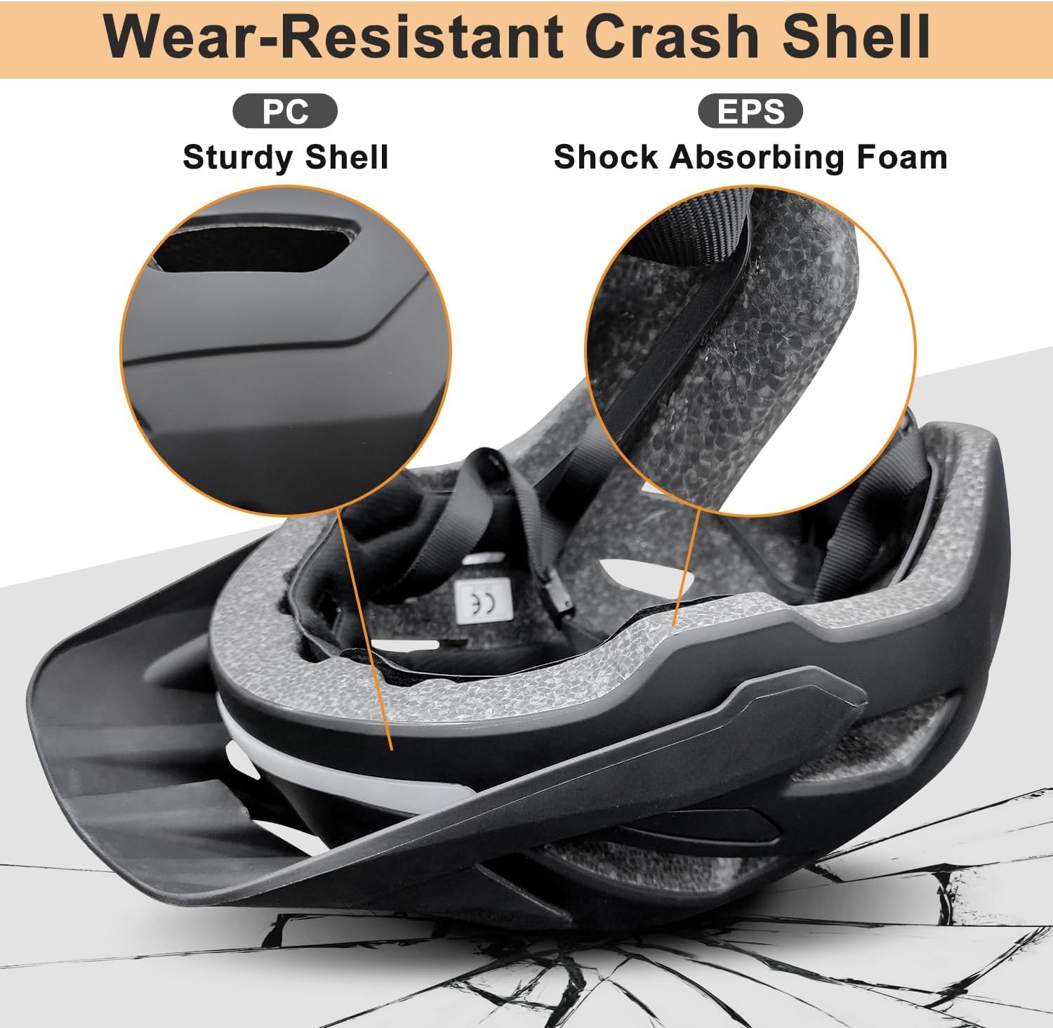 Bike Helmet, Mountain Bike Helmets for Men and Women, Front and Back LED Lights Safe Certified  Road Bicycle Helmet with Adjustable Brim