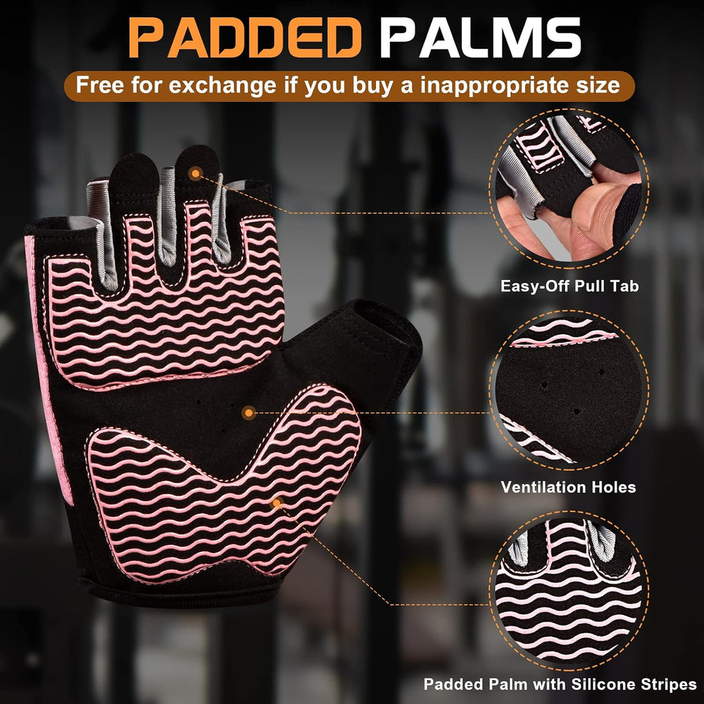 Gym Gloves - Fingerless, Breathable Workout Gloves for Weightlifting, Cycling & More